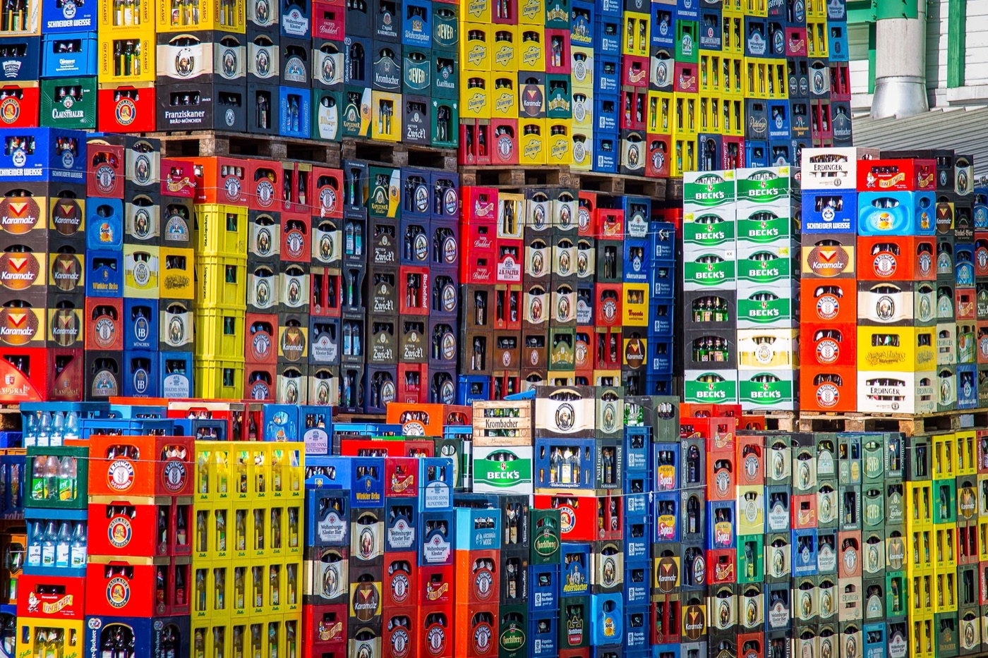 Pallets of drinks ready to ship