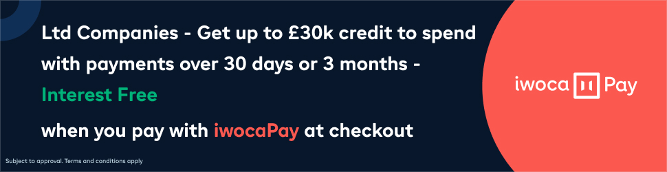 iwocaPay from iwoca: UK limited businesses and LLPs can get up to £30,000 of credit to spend with AO Partners on orders from £150, then delay payment for 30 days or split it into 3 equal monthly payments — both interest-free. Subject to approval. Terms and conditions apply.